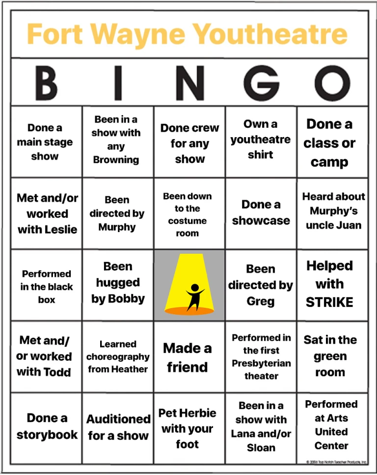 Youtheatre Bingo – Week 7