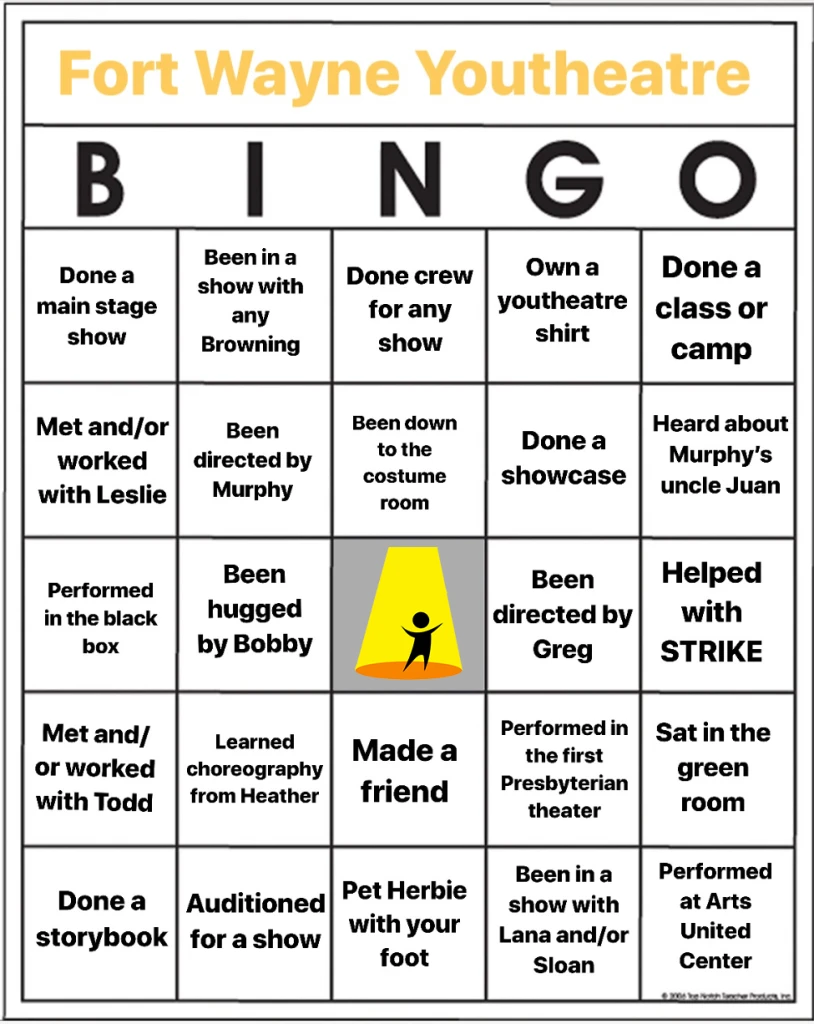 Youtheatre Bingo – Week 7