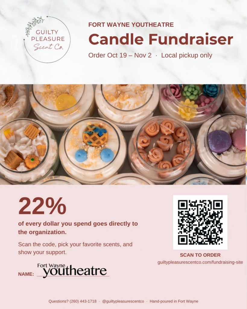 Candle Fundraiser Information Graphic with photo of colorful candles
